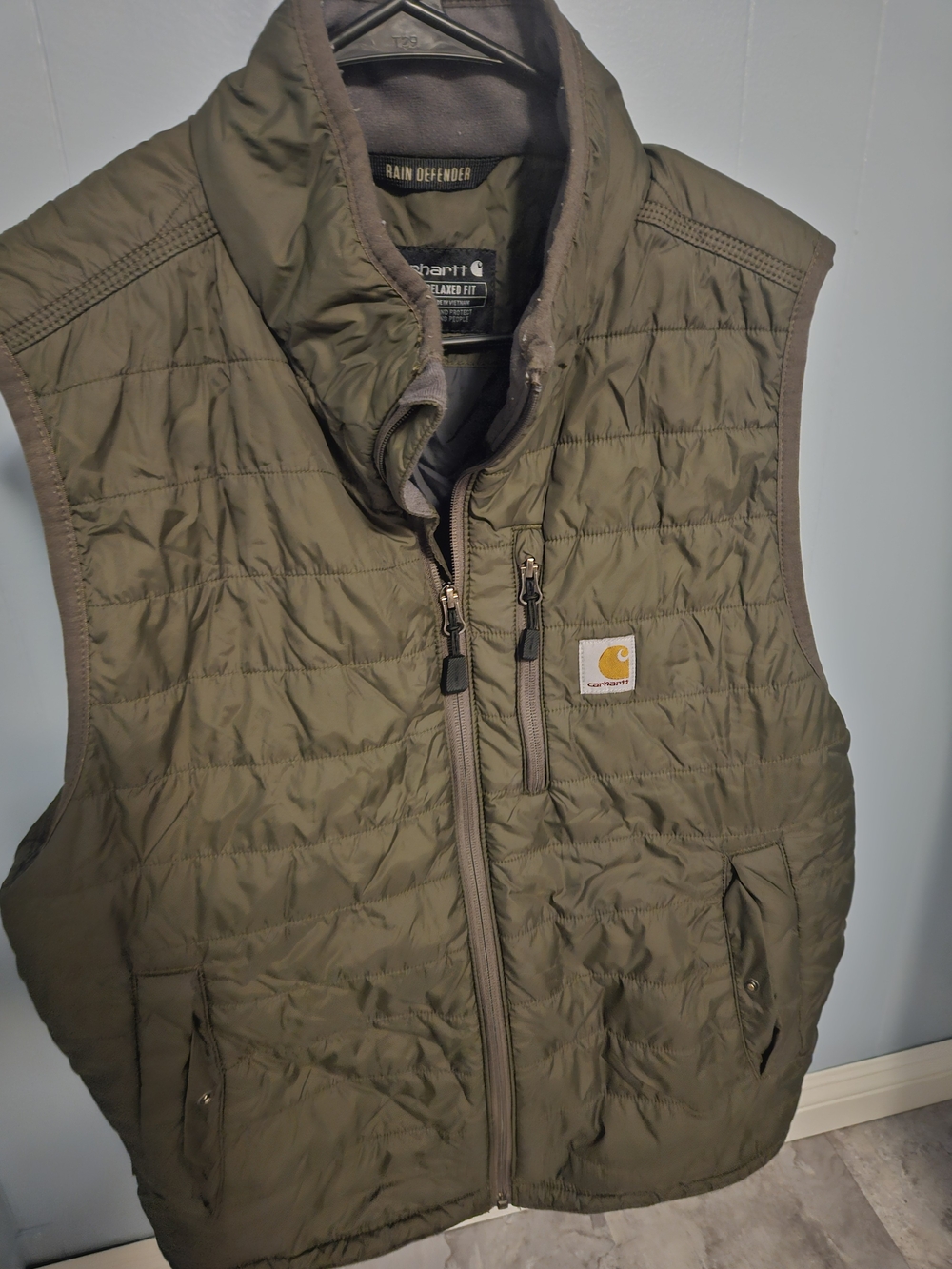 Carhartt Rain Defender Quilted Vest Men's Large Relaxed Fit Moss Green